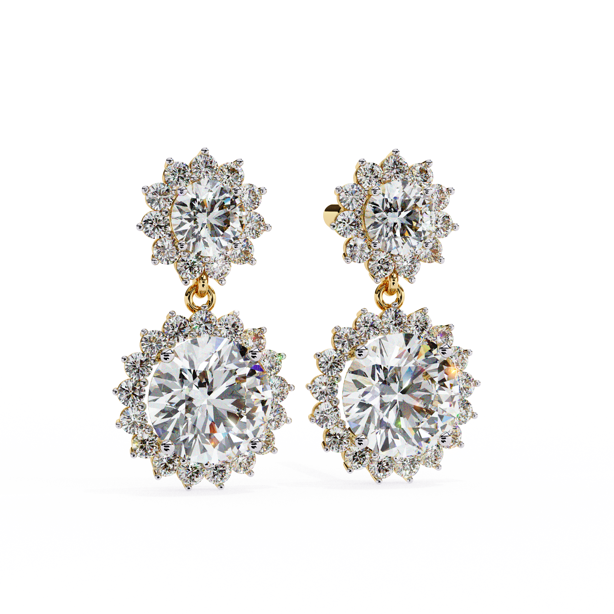 Solitairekart 1.37ct Floral Halo Natural Diamond Drop Earrings-HI Color, VS-SI Clarity